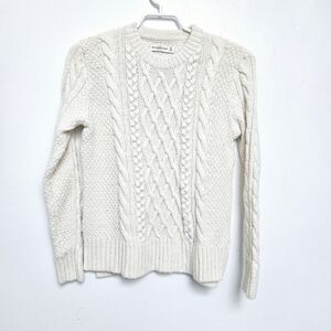 Abercrombie & Fitch Sz M Alpaca Cable Chunky knit Crew Neck  Egg Shell Sweater